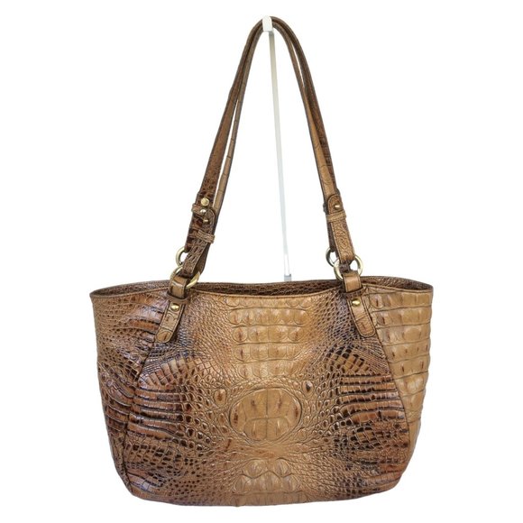 Brahmin Colette Croc Embossed Leather Toasted Almond Ombre Melbourne Handbag - Picture 15 of 16